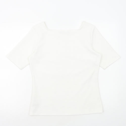 Marks and Spencer Womens White Polyester Basic Blouse Size 12 Square Neck