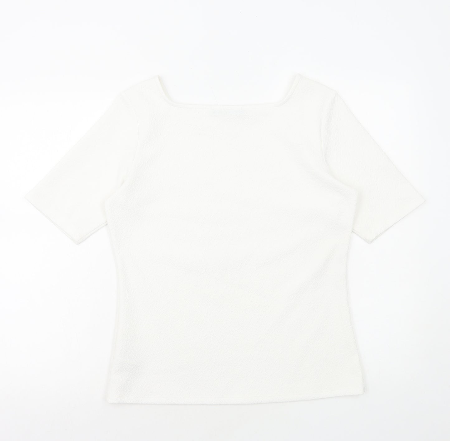 Marks and Spencer Womens White Polyester Basic Blouse Size 12 Square Neck