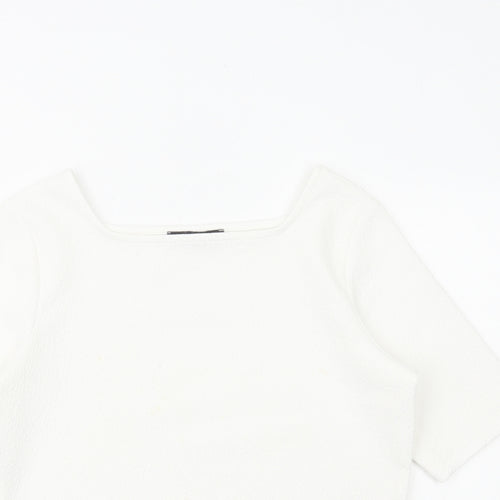 Marks and Spencer Womens White Polyester Basic Blouse Size 12 Square Neck