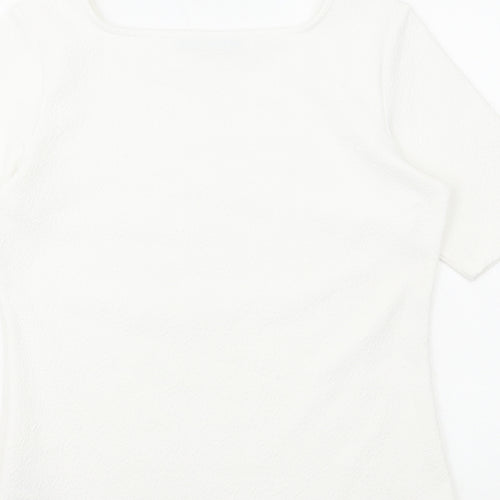 Marks and Spencer Womens White Polyester Basic Blouse Size 12 Square Neck