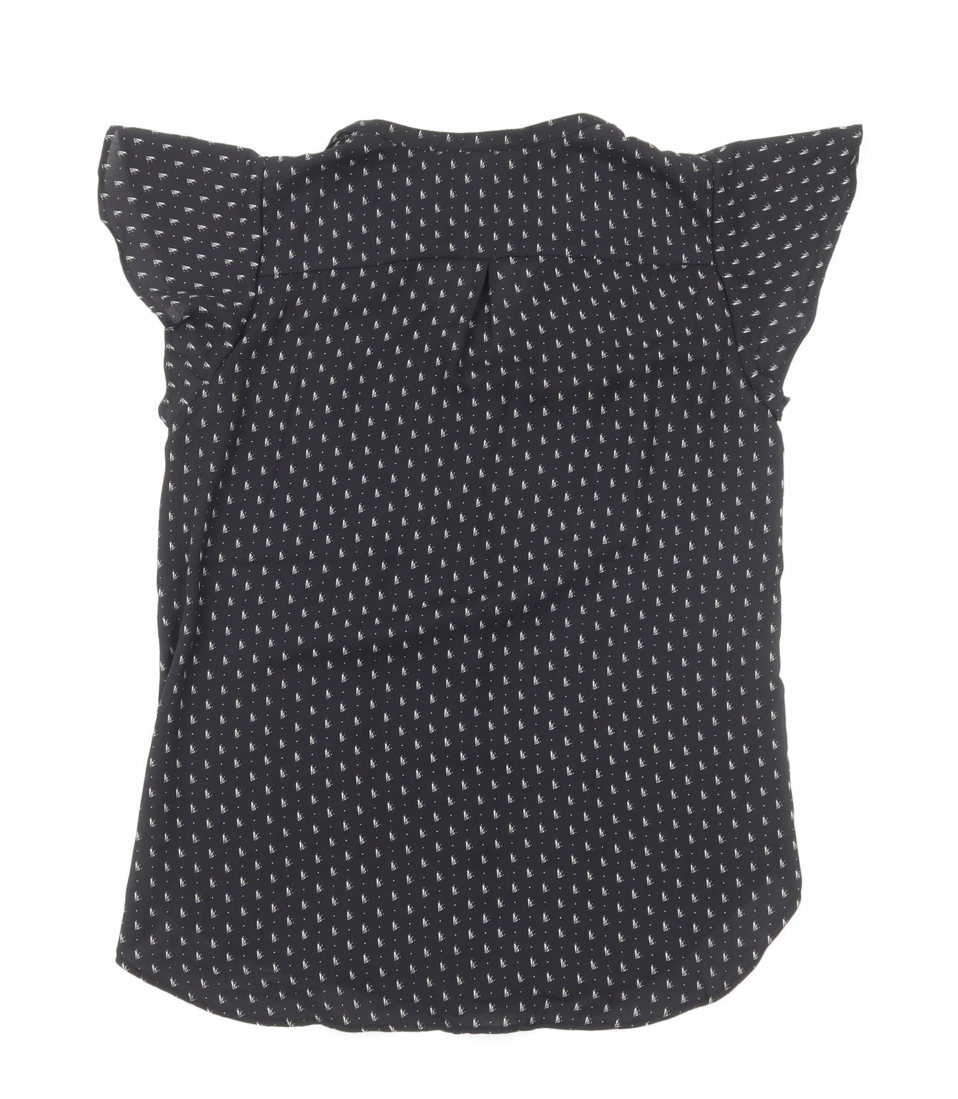 H&M Womens Black Geometric Polyester Basic Blouse Size 8 V-Neck