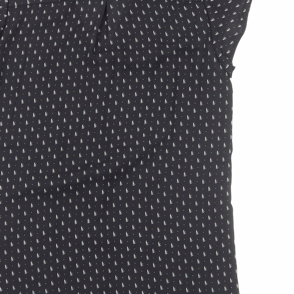 H&M Womens Black Geometric Polyester Basic Blouse Size 8 V-Neck