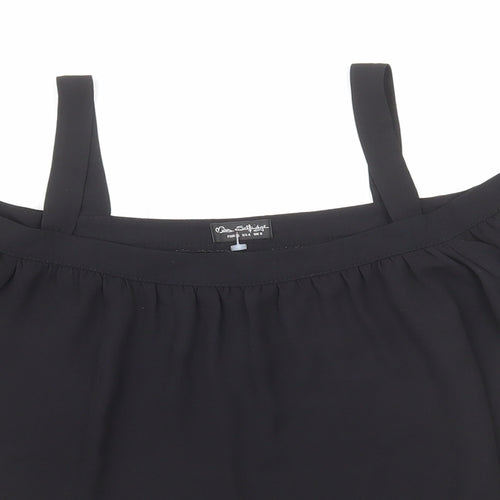 Miss Selfridge Womens Black Polyester Cropped Blouse Size 8 Off the Shoulder