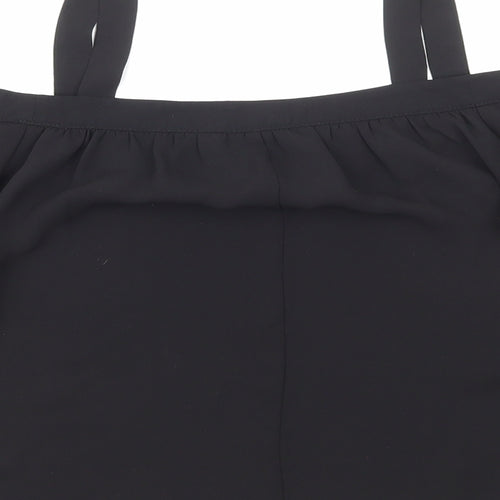 Miss Selfridge Womens Black Polyester Cropped Blouse Size 8 Off the Shoulder