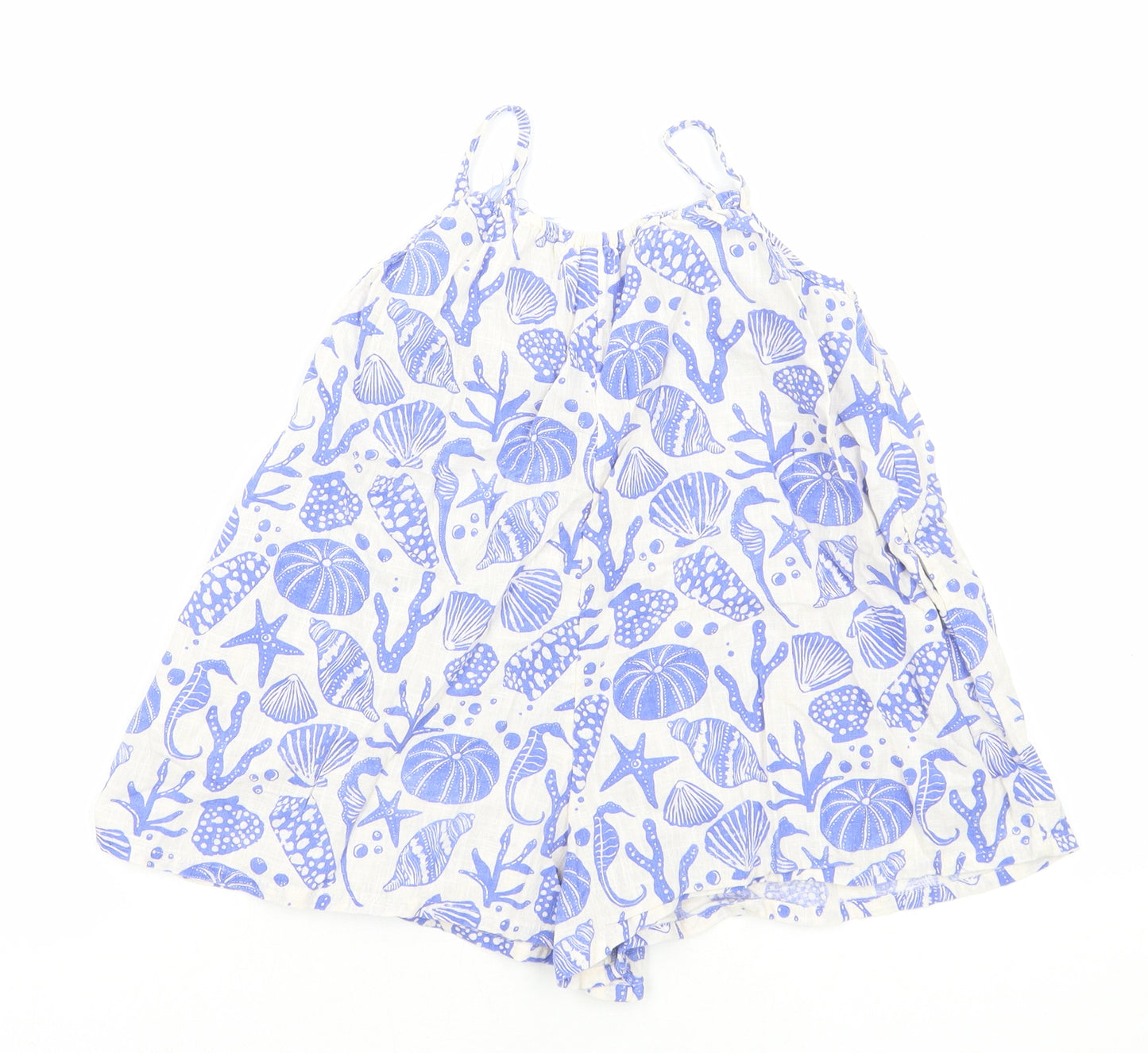 NEXT Girls Blue Geometric Cotton Playsuit One-Piece Size 3-4 Years Pullover