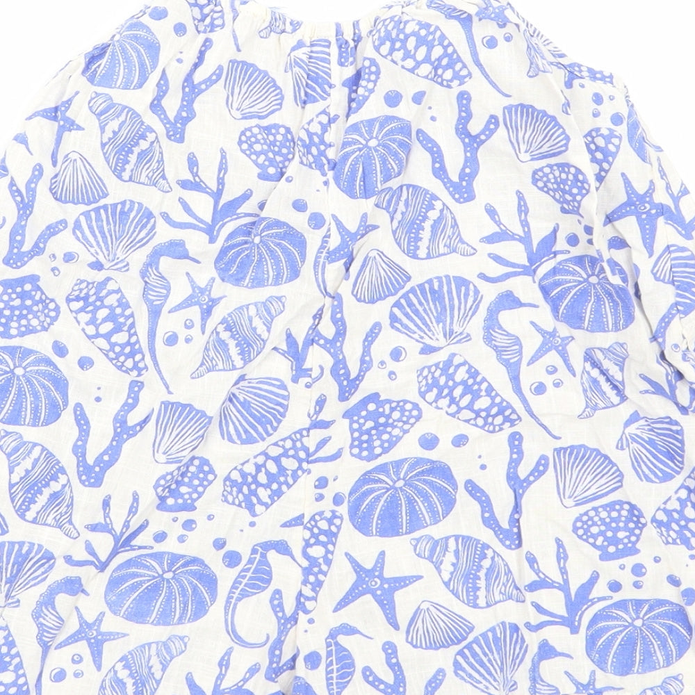 NEXT Girls Blue Geometric Cotton Playsuit One-Piece Size 3-4 Years Pullover