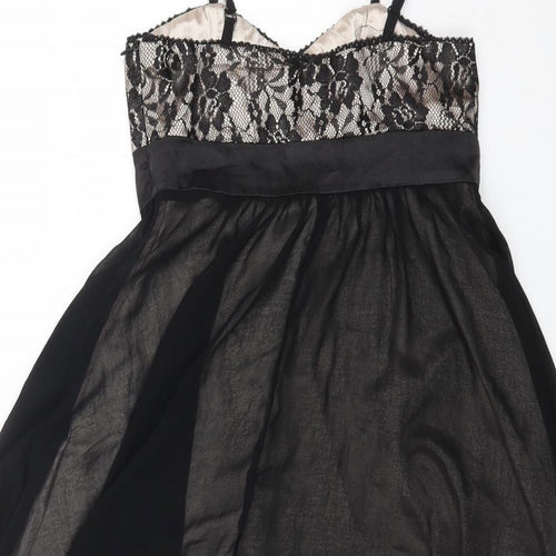 Miso Womens Black Polyester Slip Dress Size 10 Sweetheart Pullover
