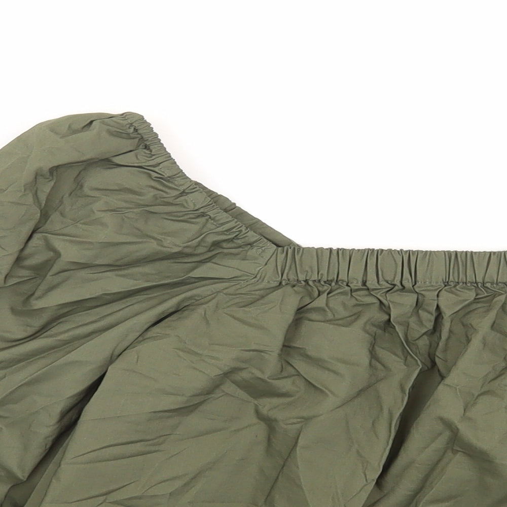 New Look Womens Green Cotton Basic Blouse Size 8 Square Neck
