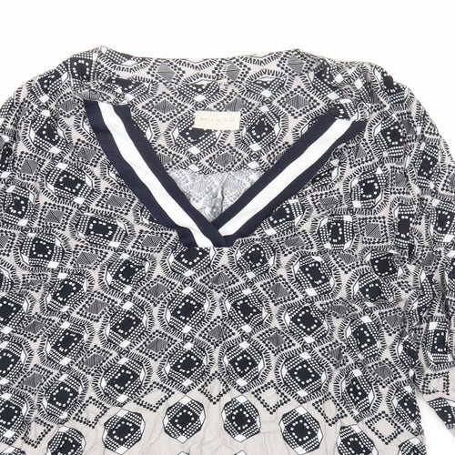 Milano Womens Multicoloured Geometric Viscose Basic Blouse Size 10 V-Neck