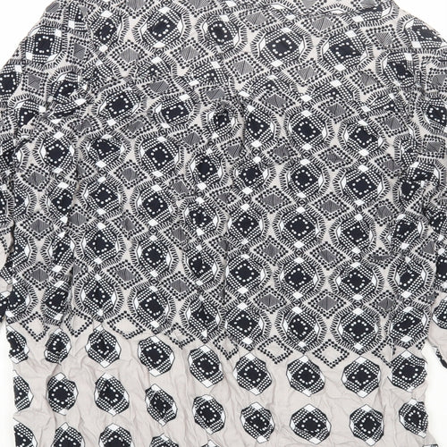 Milano Womens Multicoloured Geometric Viscose Basic Blouse Size 10 V-Neck