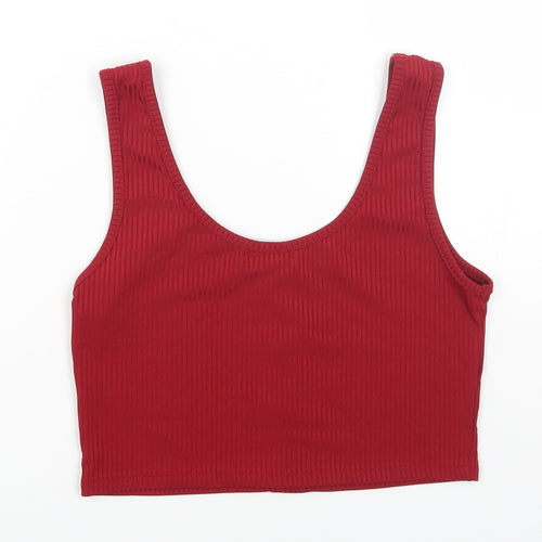 ROMWE Womens Red Polyester Cropped Tank Size M Round Neck