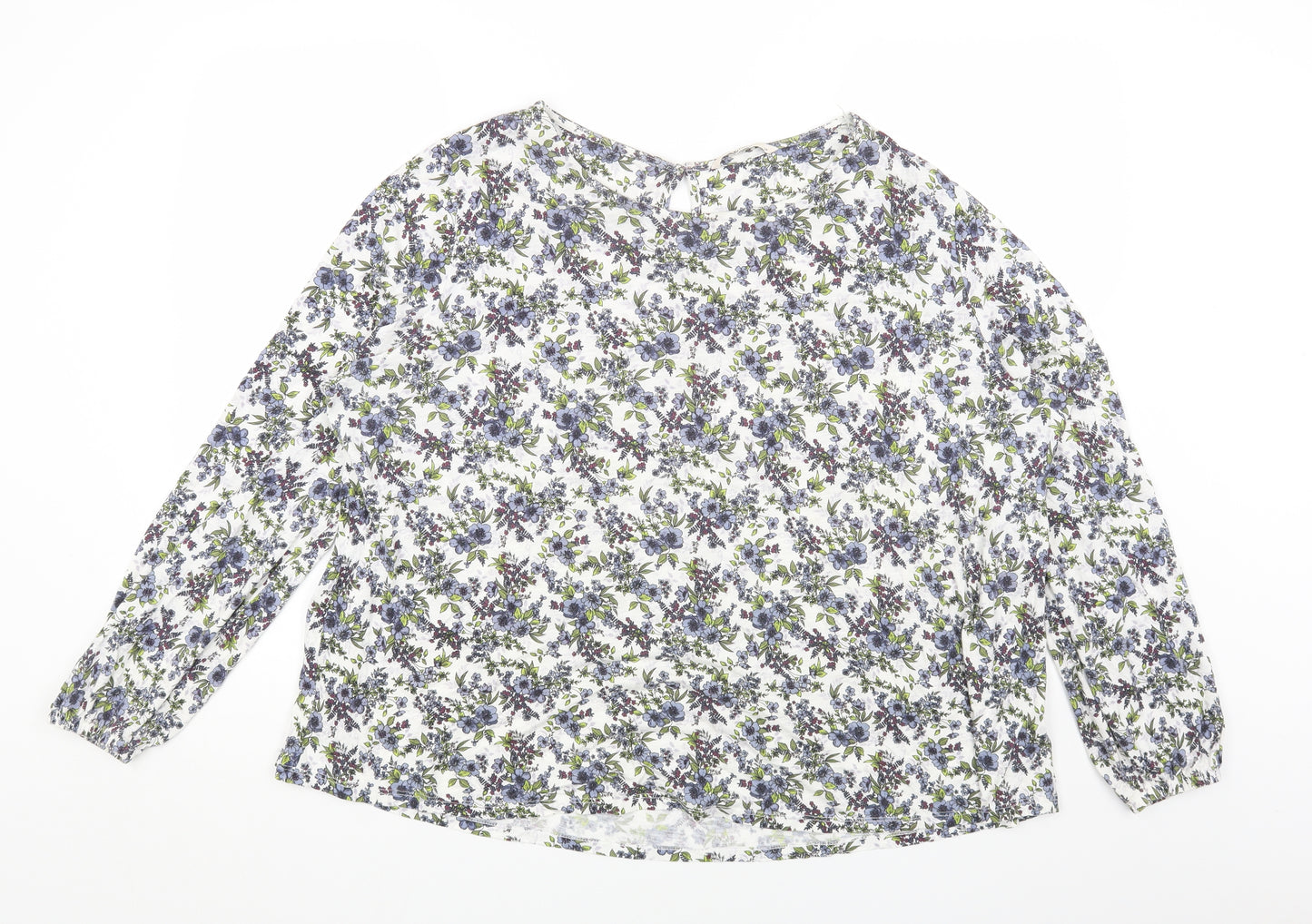 TU Womens Multicoloured Floral Cotton Basic Blouse Size 14 Round Neck