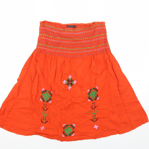 Miss Selfridge Womens Orange Cotton Basic Blouse Size S Off the Shoulder - Bandeau