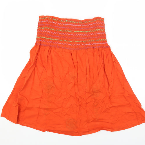 Miss Selfridge Womens Orange Cotton Basic Blouse Size S Off the Shoulder - Bandeau