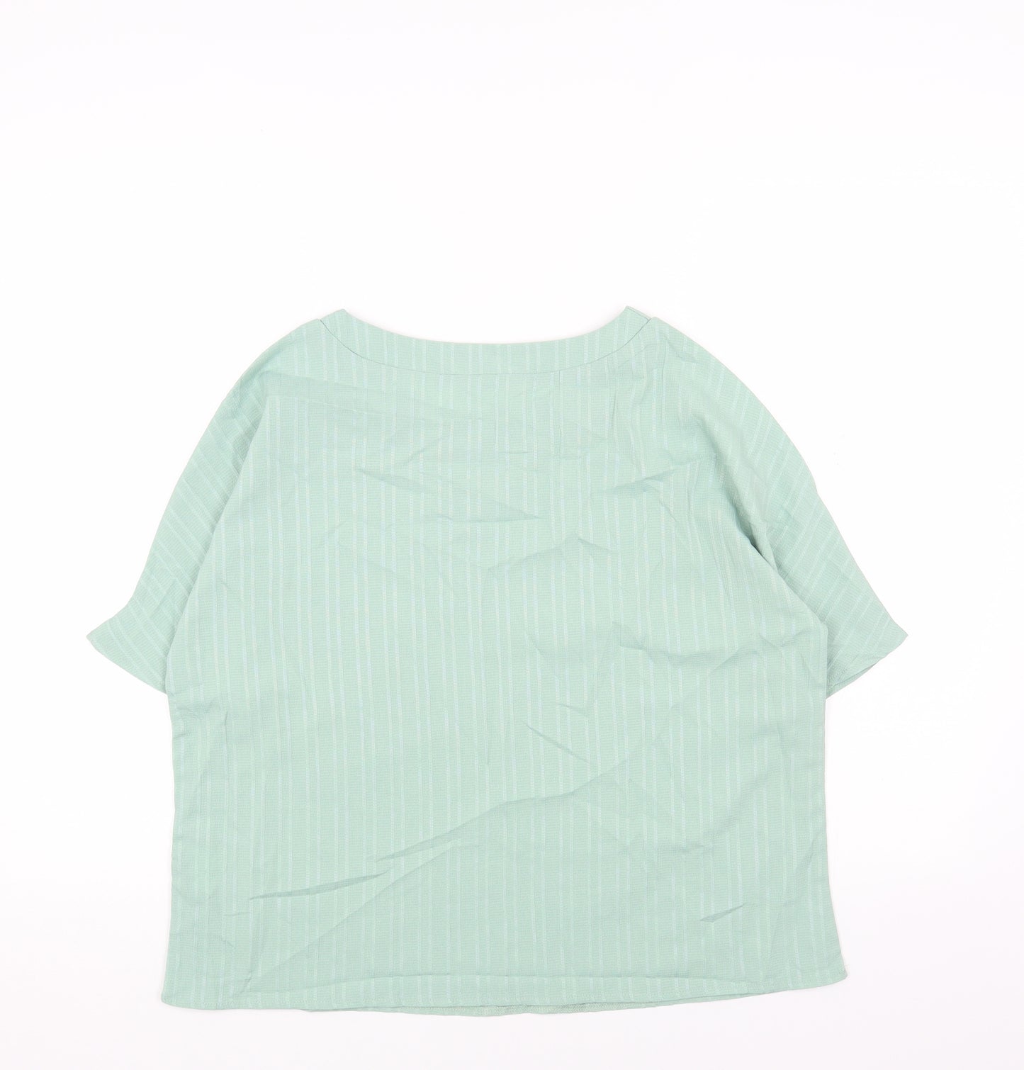 Preworn Womens Green Polyester Basic Blouse Size S Round Neck