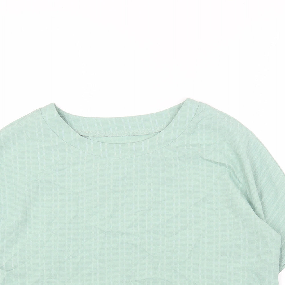 Preworn Womens Green Polyester Basic Blouse Size S Round Neck