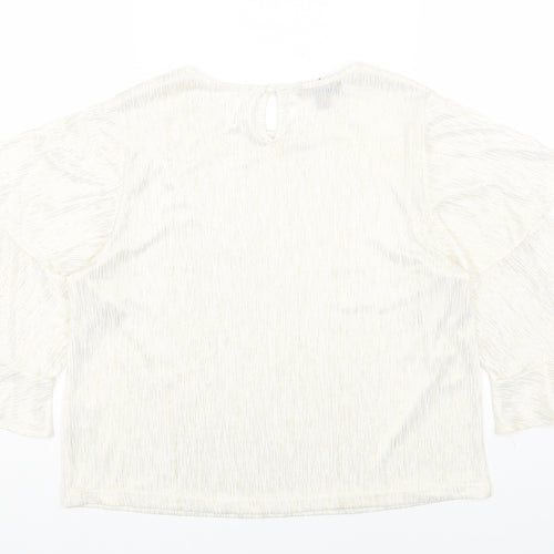 Cutie Womens White Polyester Basic Blouse Size 12 Round Neck