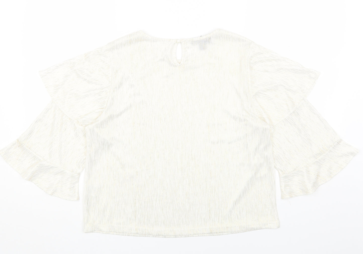 Cutie Womens White Polyester Basic Blouse Size 12 Round Neck