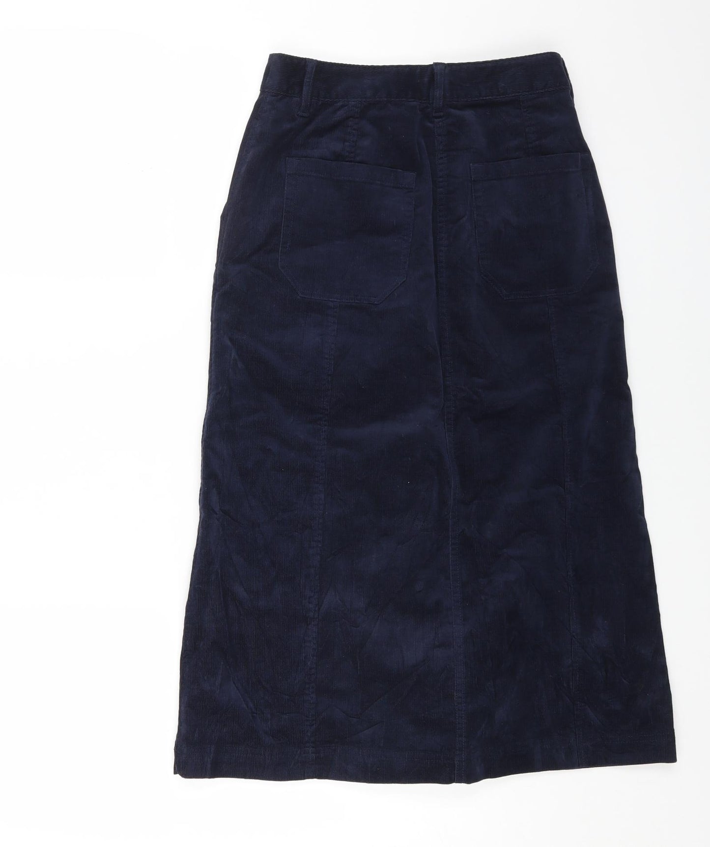 Marks and Spencer Womens Blue Cotton A-Line Skirt Size 6 Button