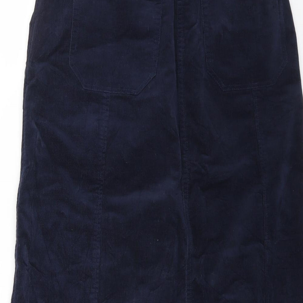 Marks and Spencer Womens Blue Cotton A-Line Skirt Size 6 Button