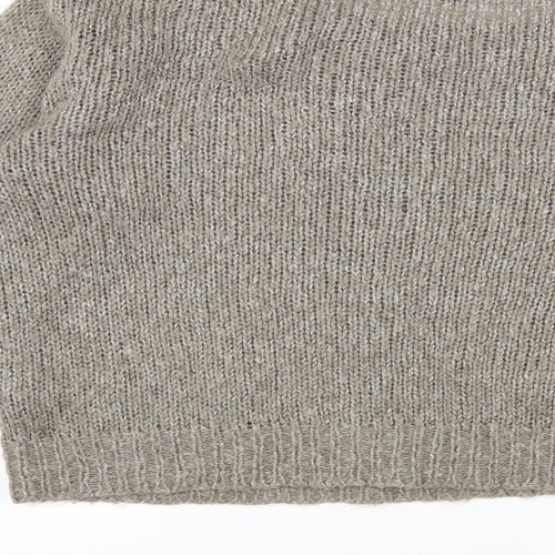 H&M Womens Grey Boat Neck Acrylic Pullover Jumper Size S