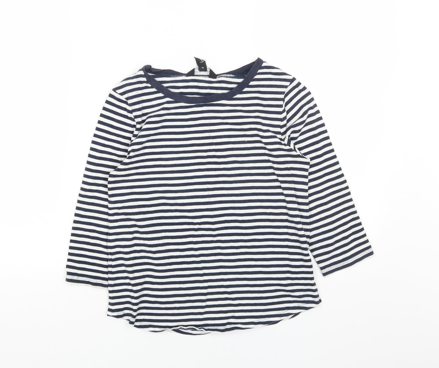 New Look Womens Multicoloured Striped Cotton Basic T-Shirt Size 10 Round Neck