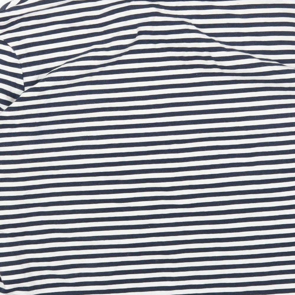 New Look Womens Multicoloured Striped Cotton Basic T-Shirt Size 10 Round Neck