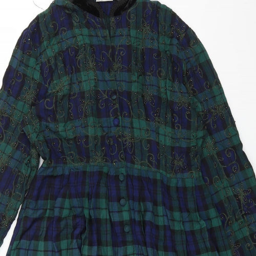 Styleworks Womens Multicoloured Plaid Rayon Shirt Dress Size 10 Collared Button