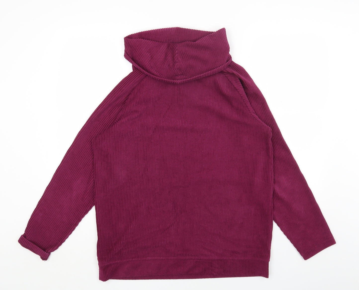 Cotton Traders Womens Purple Cotton Basic T-Shirt Size 16 Roll Neck
