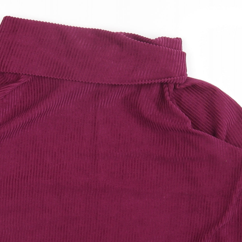 Cotton Traders Womens Purple Cotton Basic T-Shirt Size 16 Roll Neck