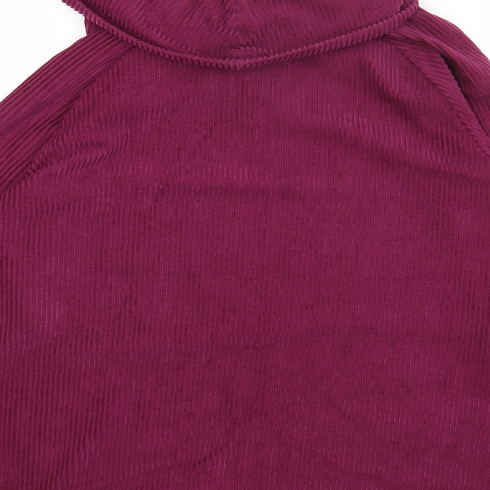 Cotton Traders Womens Purple Cotton Basic T-Shirt Size 16 Roll Neck