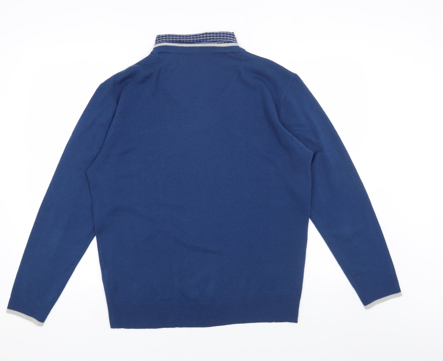 Pierre Cardin Mens Blue Collared Acrylic Pullover Jumper Size M
