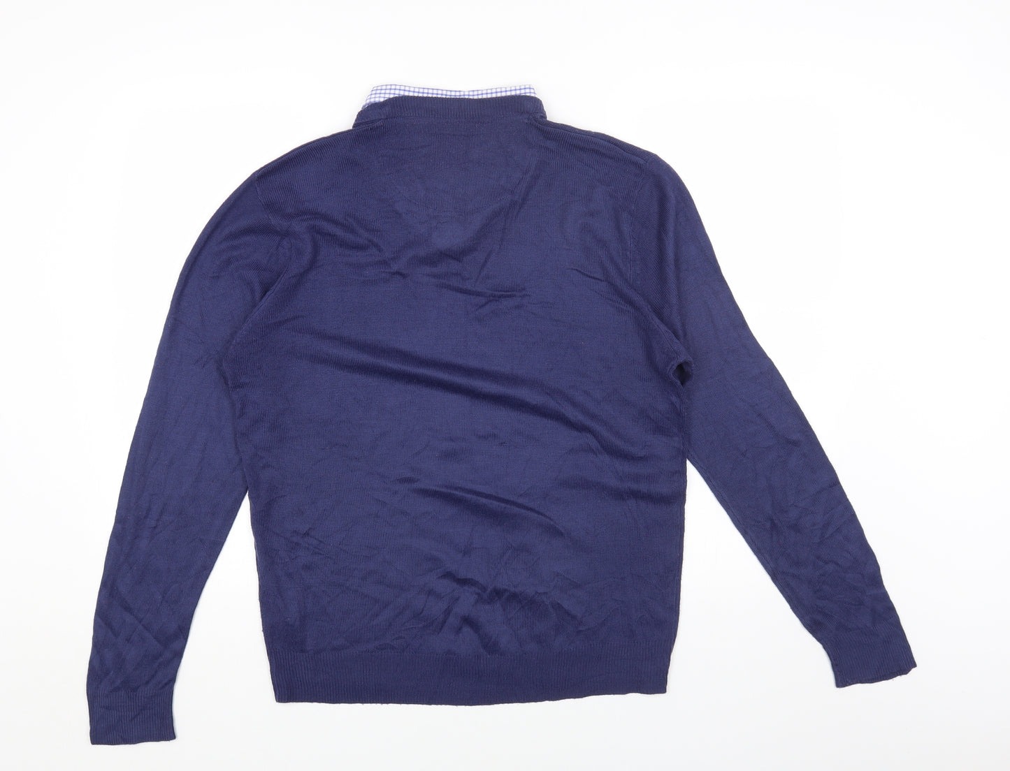 Pierre Cardin Mens Blue Collared Acrylic Pullover Jumper Size M