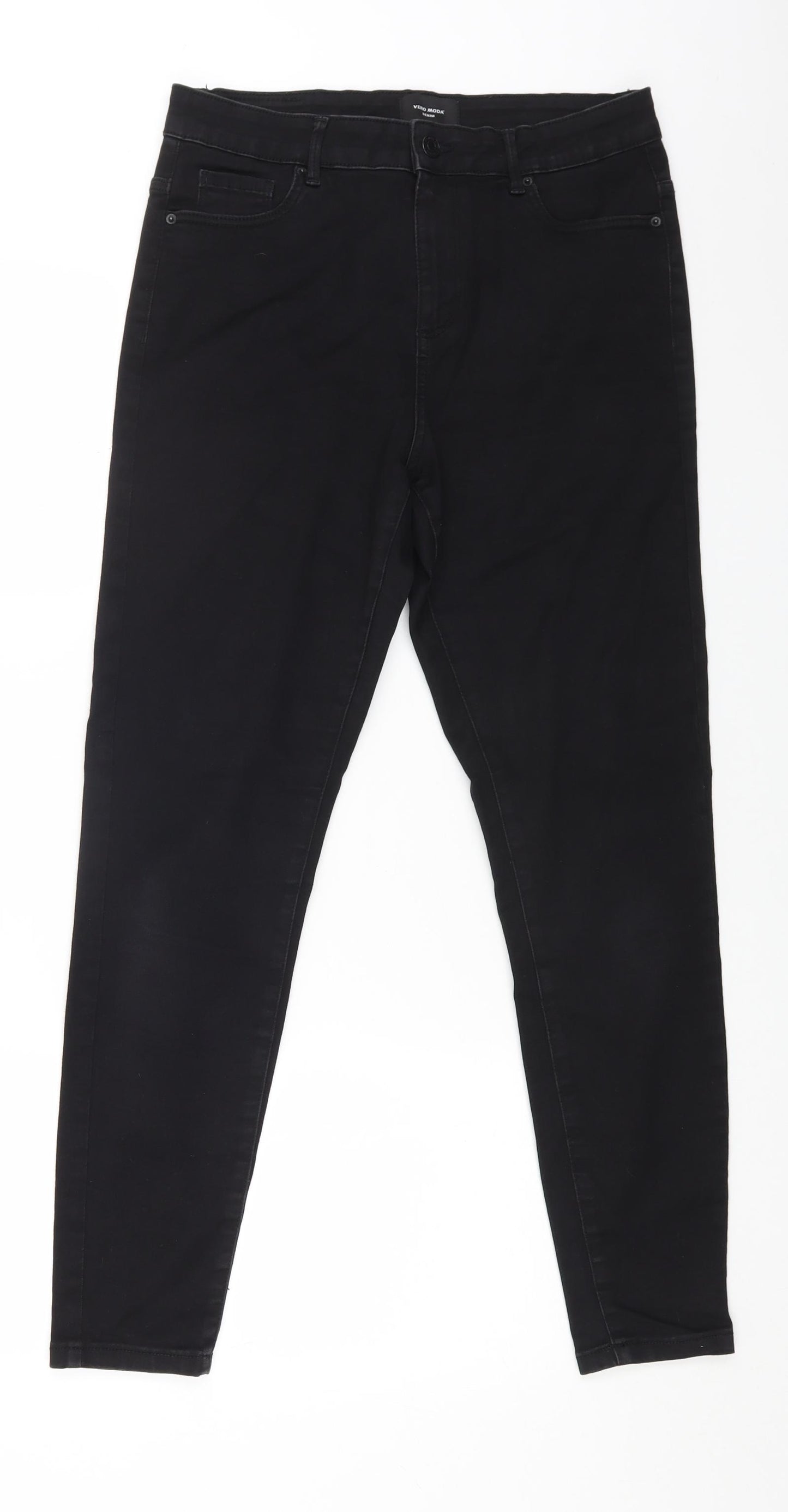 Vera Moda Womens Black Cotton Skinny Jeans Size 30 in L27 in Regular Button