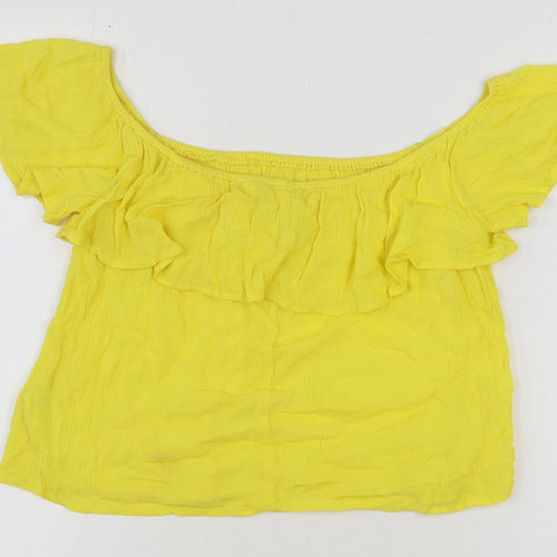 New Look Womens Yellow Viscose Basic Blouse Size 6 Off the Shoulder