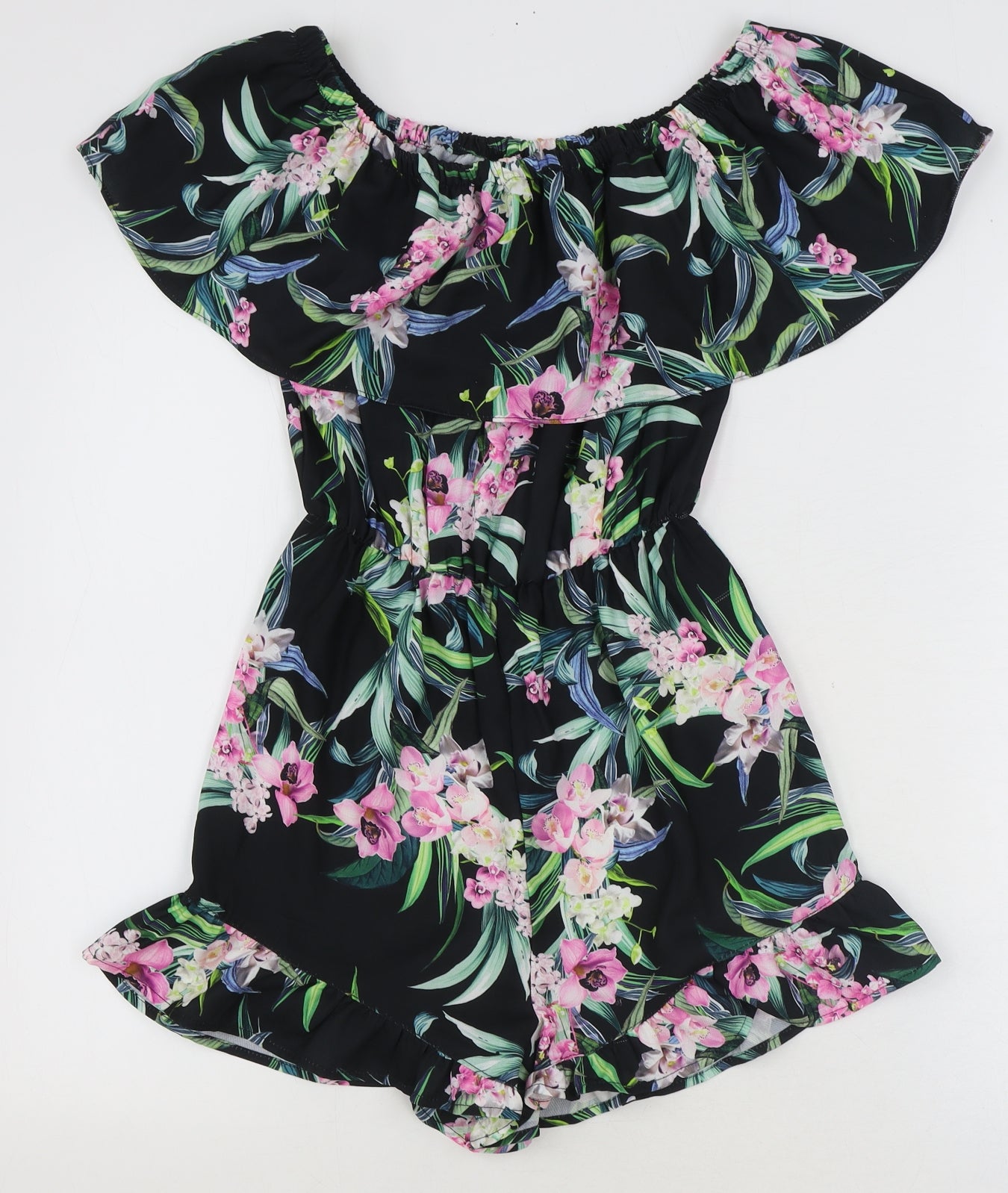Lipsy London Womens Multicoloured Floral 100% Polyester Playsuit One-Piece Size 6 Pullover