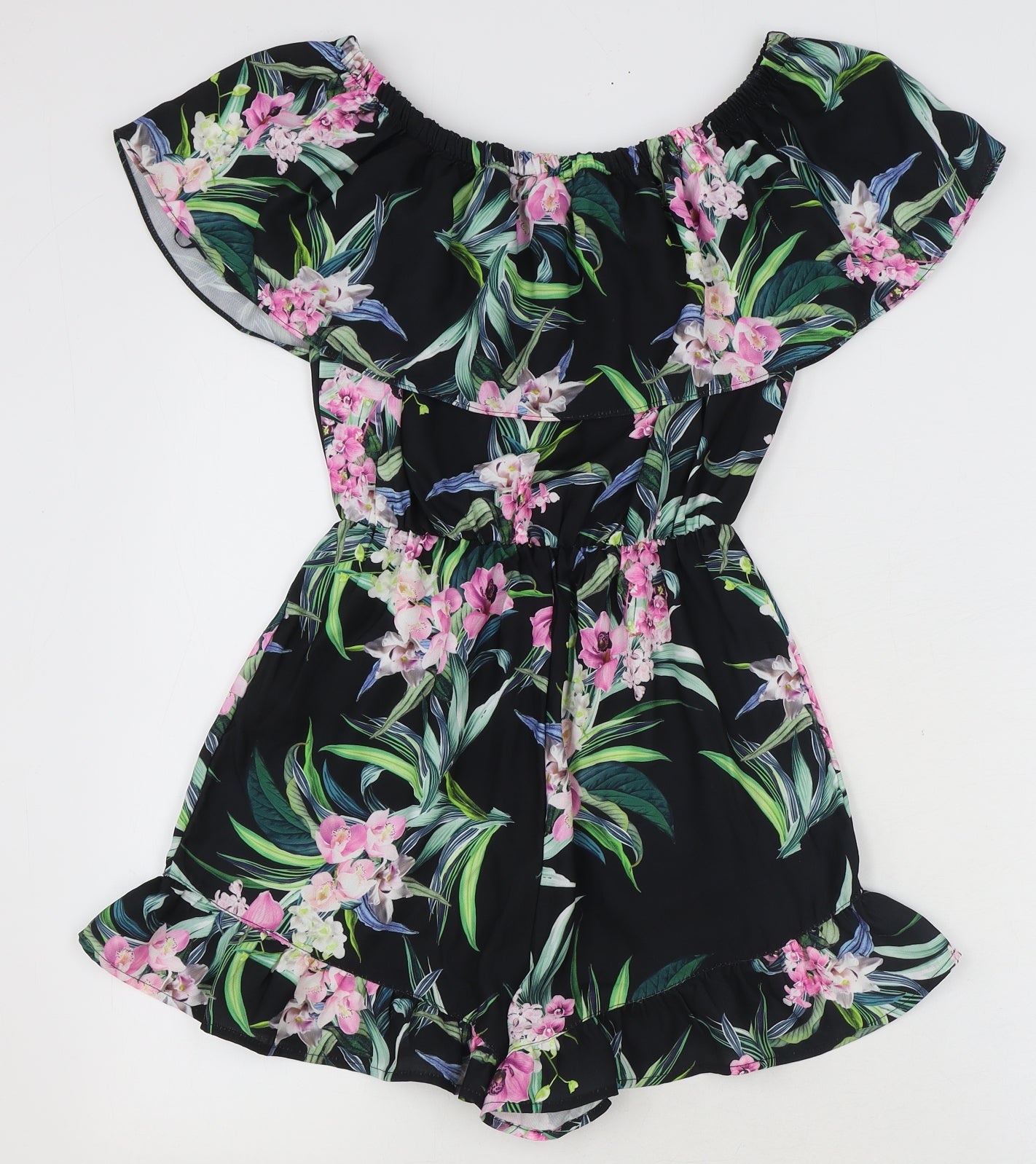 Lipsy London Womens Multicoloured Floral 100% Polyester Playsuit One-Piece Size 6 Pullover