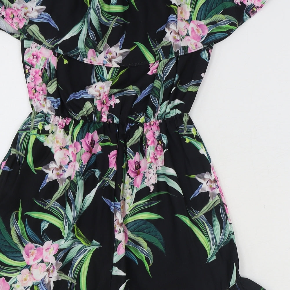 Lipsy London Womens Multicoloured Floral 100% Polyester Playsuit One-Piece Size 6 Pullover