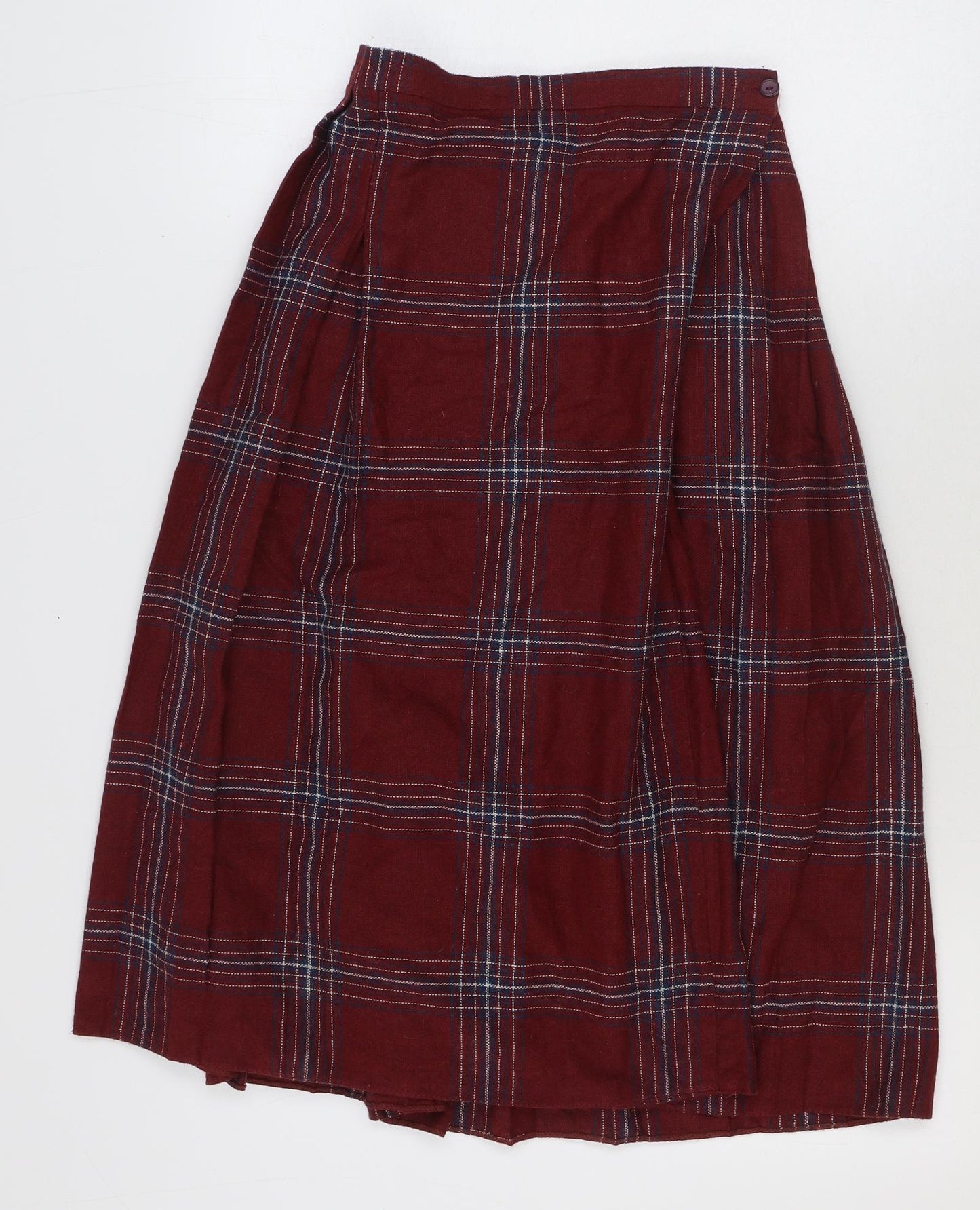 St Bernard Womens Red Plaid Polyester A-Line Skirt Size 10 Button