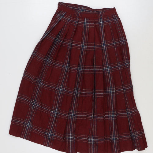 St Bernard Womens Red Plaid Polyester A-Line Skirt Size 10 Button