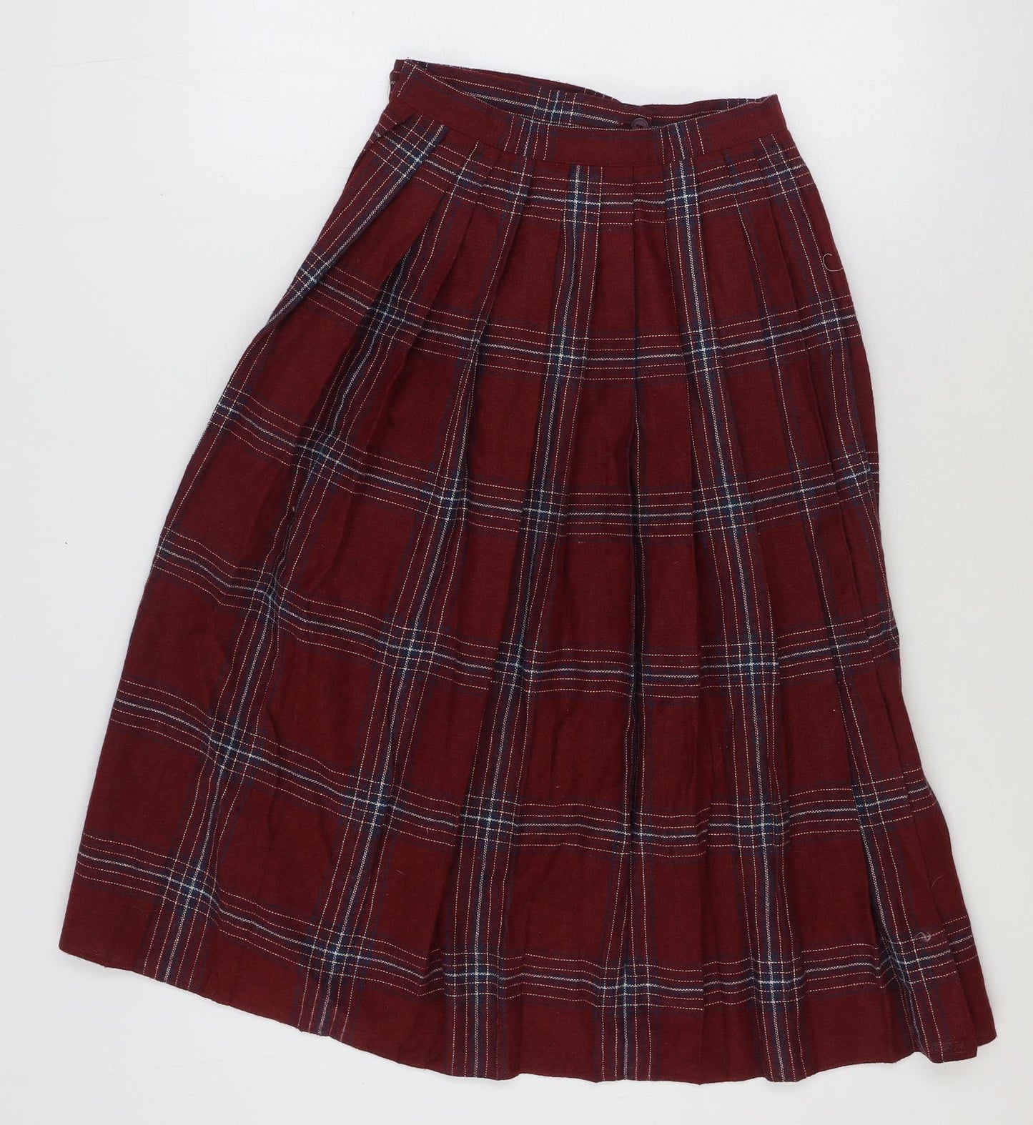 St Bernard Womens Red Plaid Polyester A-Line Skirt Size 10 Button