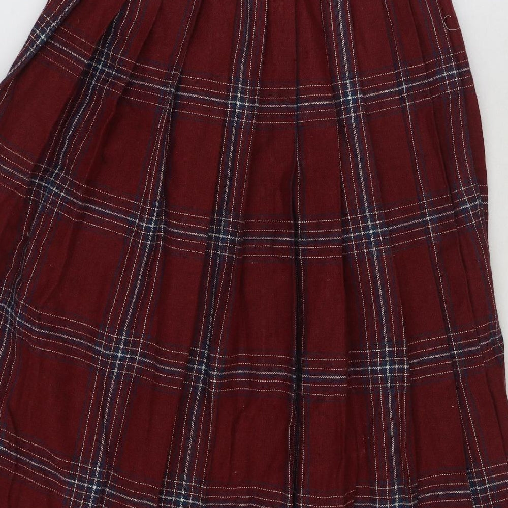 St Bernard Womens Red Plaid Polyester A-Line Skirt Size 10 Button