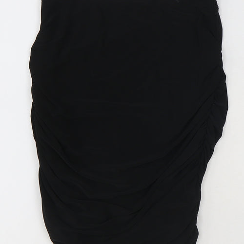 PRETTYLITTLETHING Womens Black Polyester Straight & Pencil Skirt Size 8 - Ruched