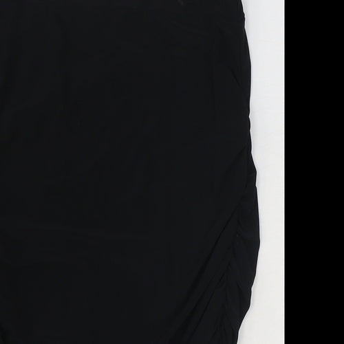 PRETTYLITTLETHING Womens Black Polyester Straight & Pencil Skirt Size 8 - Ruched