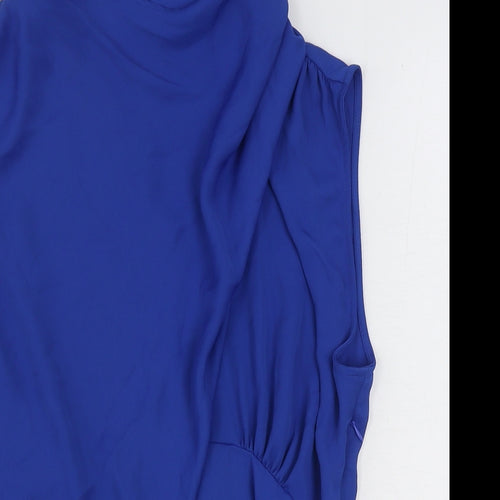 Zara Womens Blue Polyester Basic Tank Size M Mock Neck