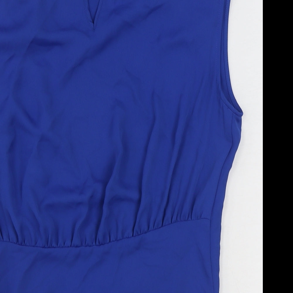 Zara Womens Blue Polyester Basic Tank Size M Mock Neck