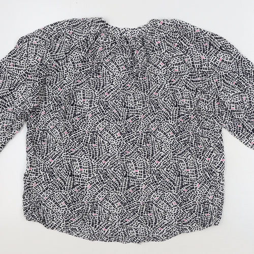 Marks and Spencer Womens Multicoloured Geometric Viscose Basic Button-Up Size 6 Round Neck