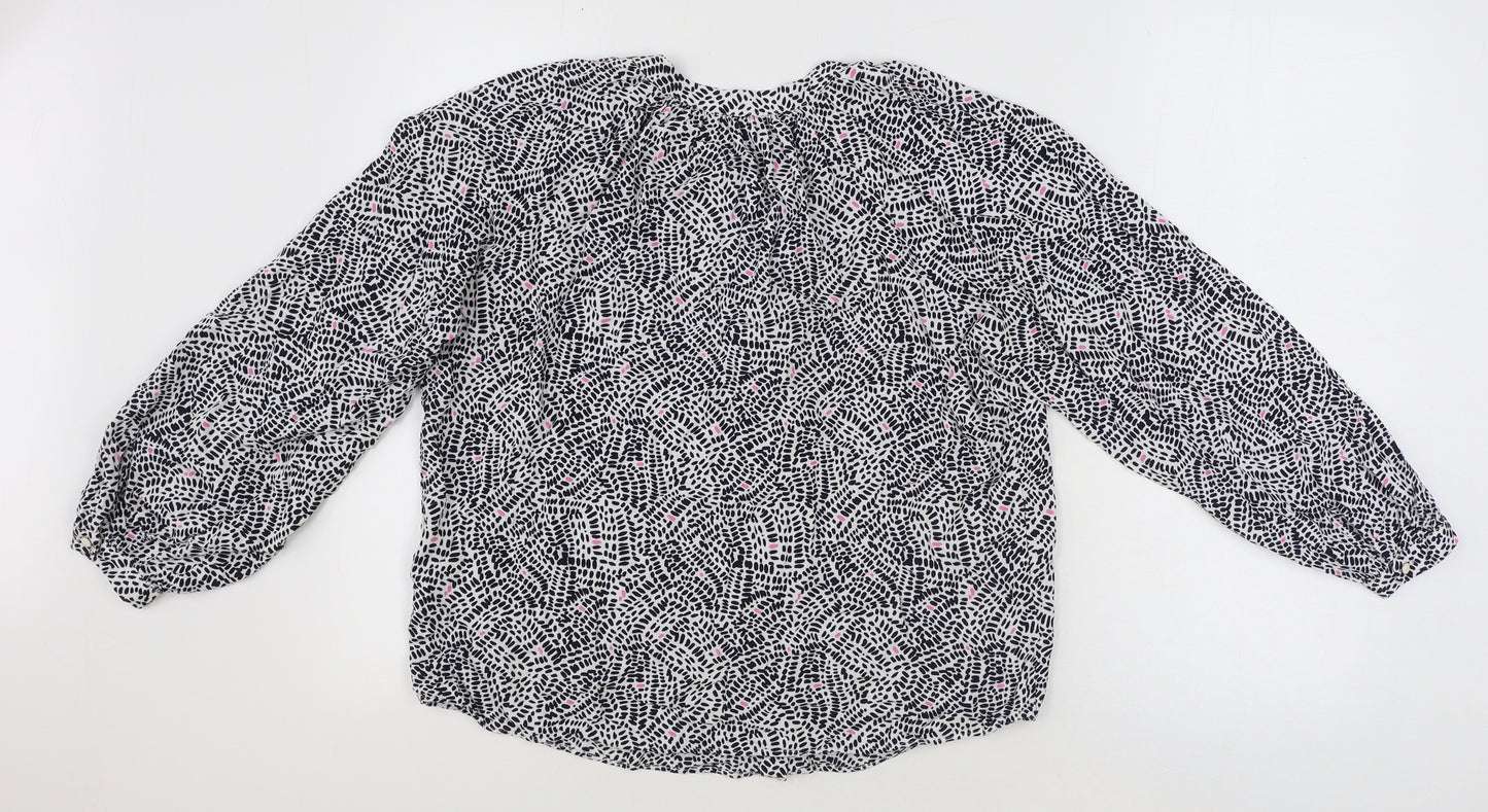 Marks and Spencer Womens Multicoloured Geometric Viscose Basic Button-Up Size 6 Round Neck