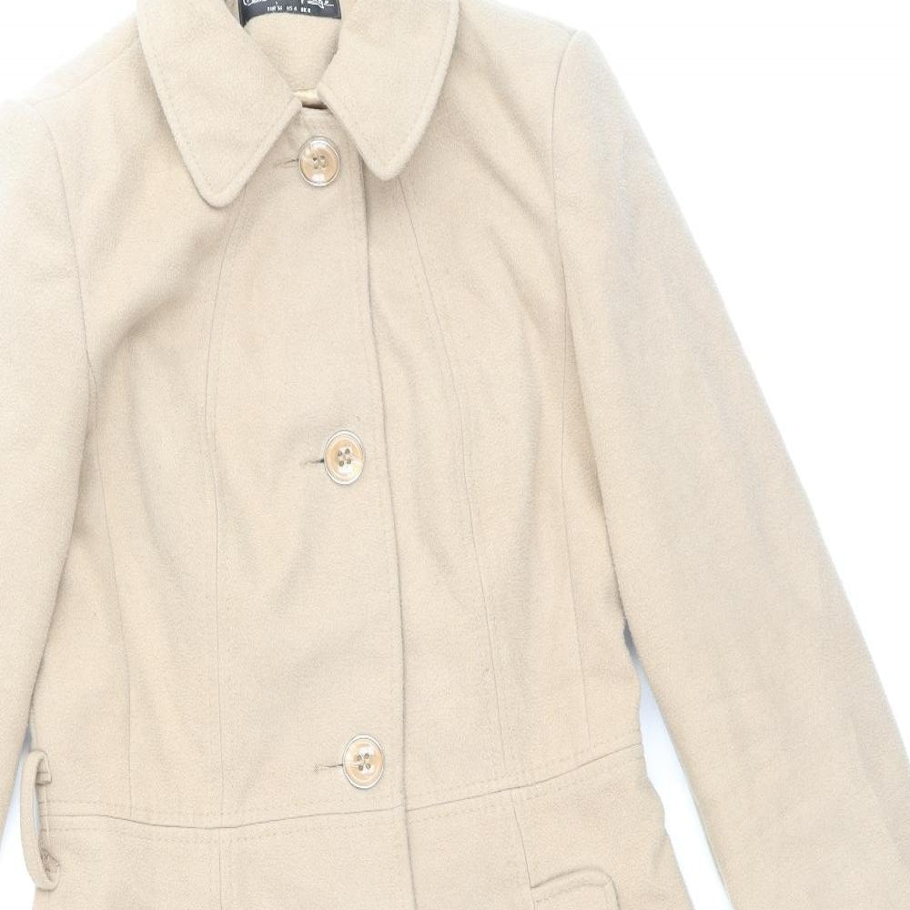 Miss Selfridge Womens Brown Overcoat Coat Size 8 Button