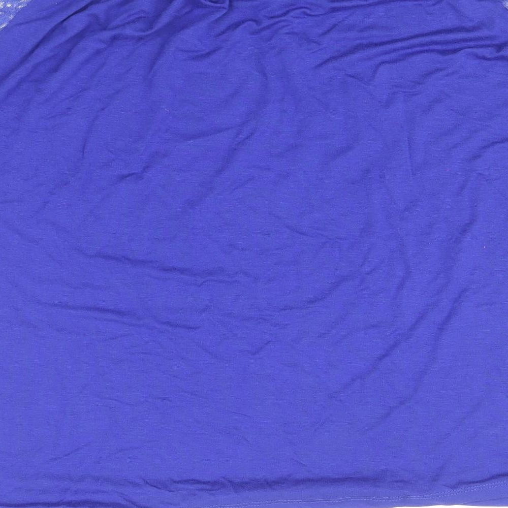 Bonmarché Womens Blue Viscose Basic Blouse Size 16 Boat Neck - Lace Sleeve Detail